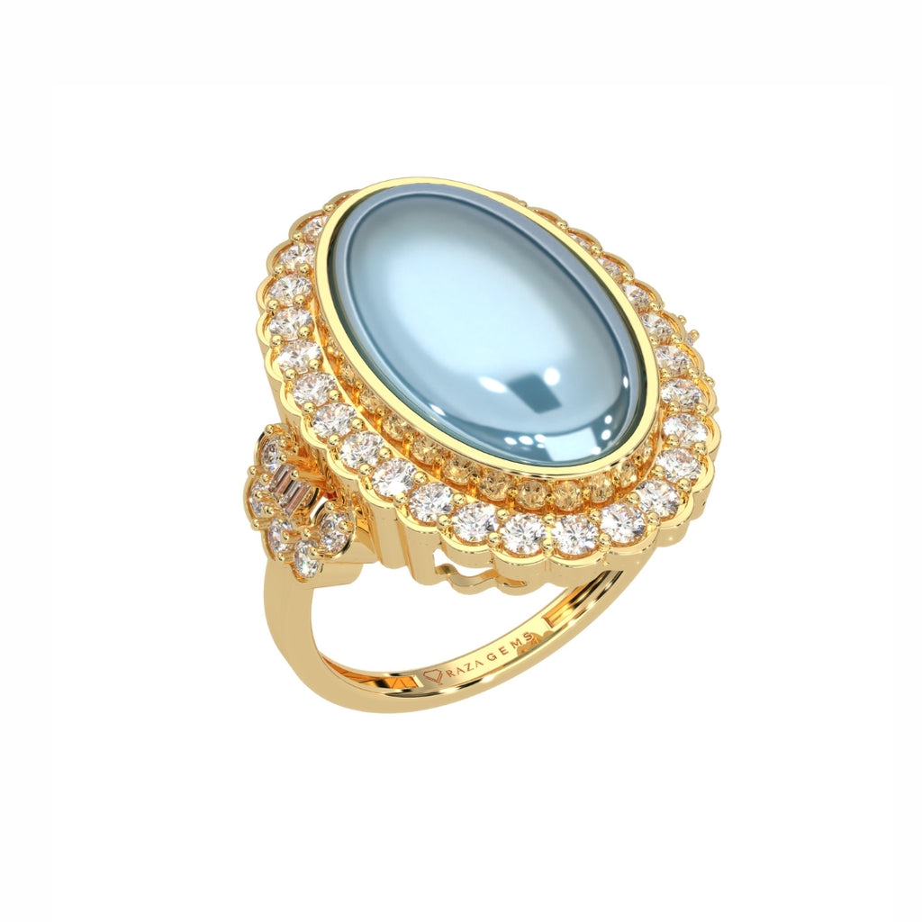 Blue Topaz Rings Faiza Yellow Gold
