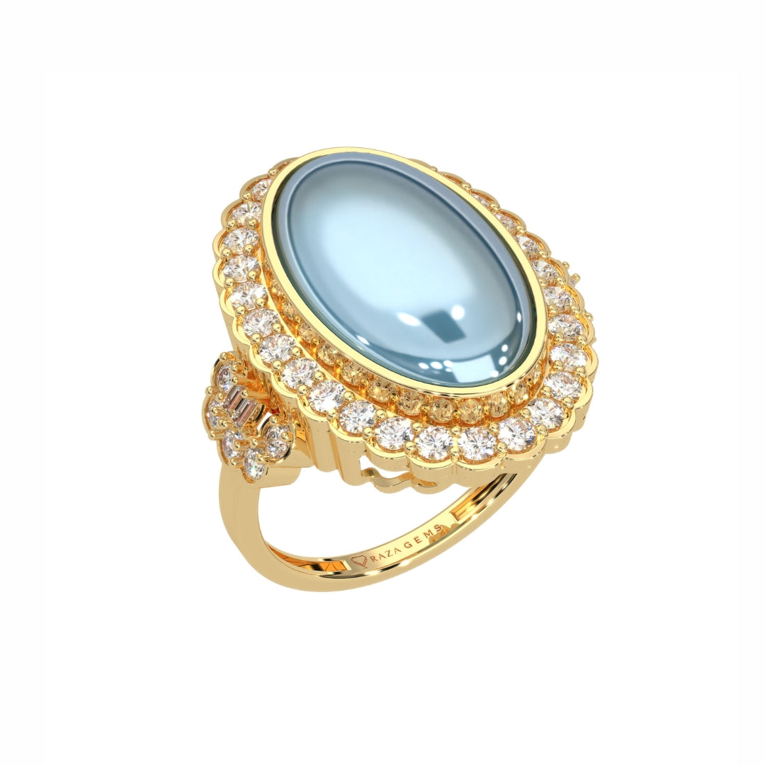 Blue Topaz Rings Faiza Yellow Gold