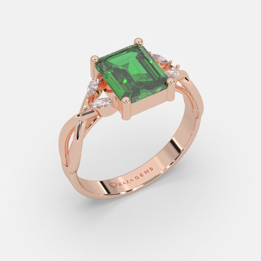 Eman Emerald Ring 18K Rose Gold