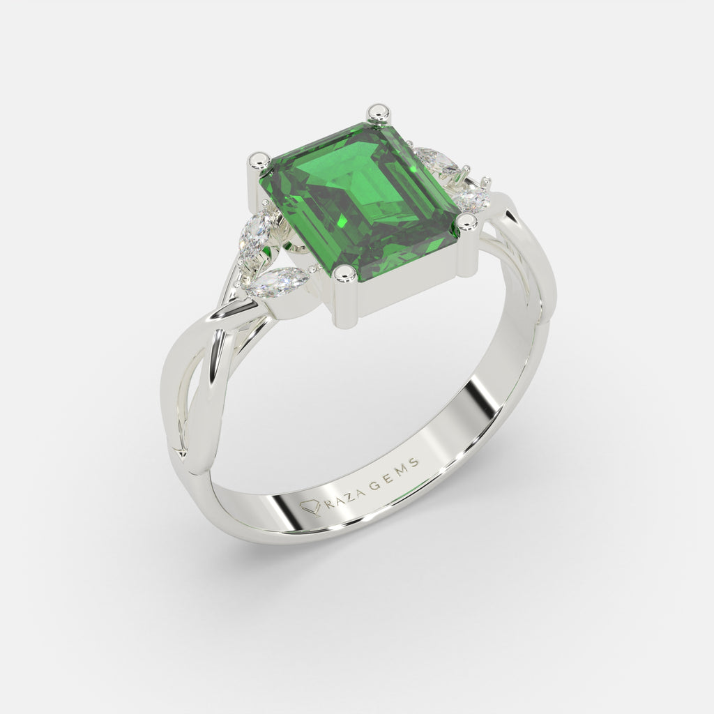 Hafsah Emerald Ring 18K White Gold