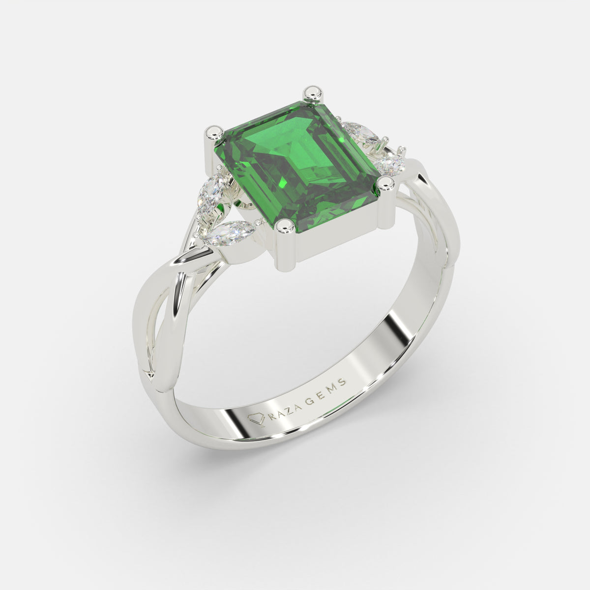 Hafsah Emerald Ring 18K White Gold