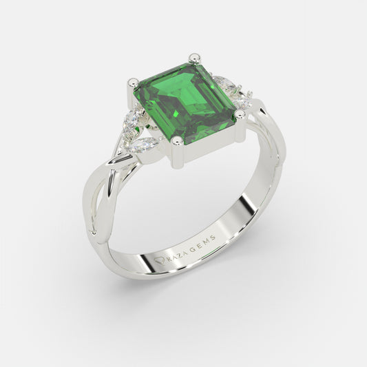 Hafsah Emerald Ring 18K White Gold