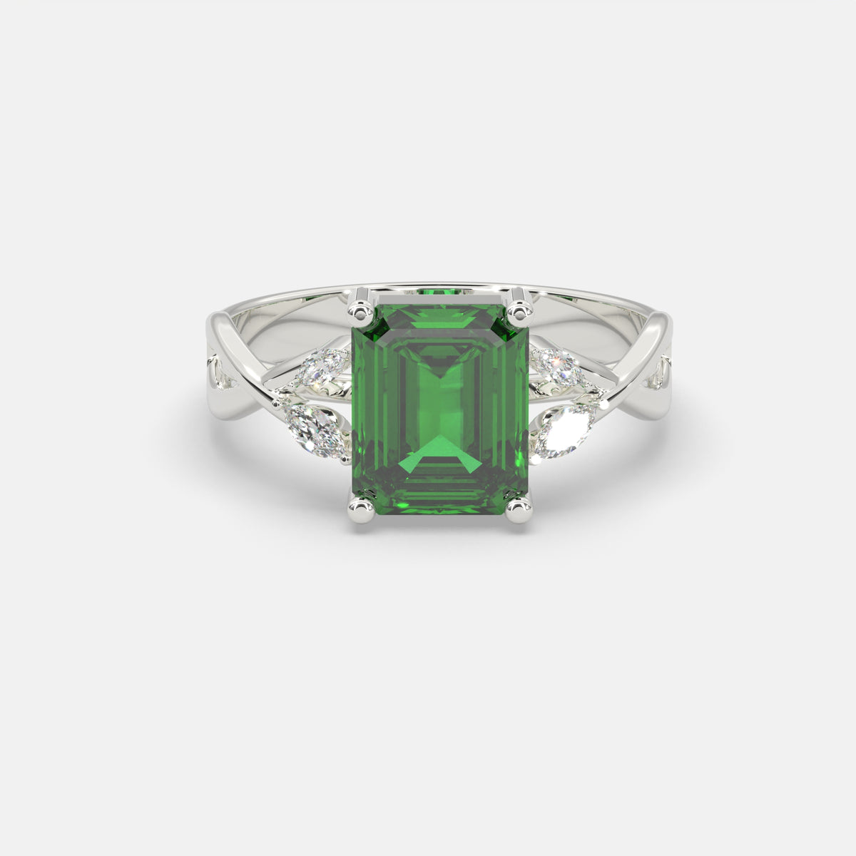 Hafsah Emerald Ring 18K White Gold