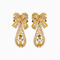 Yellow Sapphire & Moissanite In 18K Yellow Gold Earrings for Women (EAR0320)