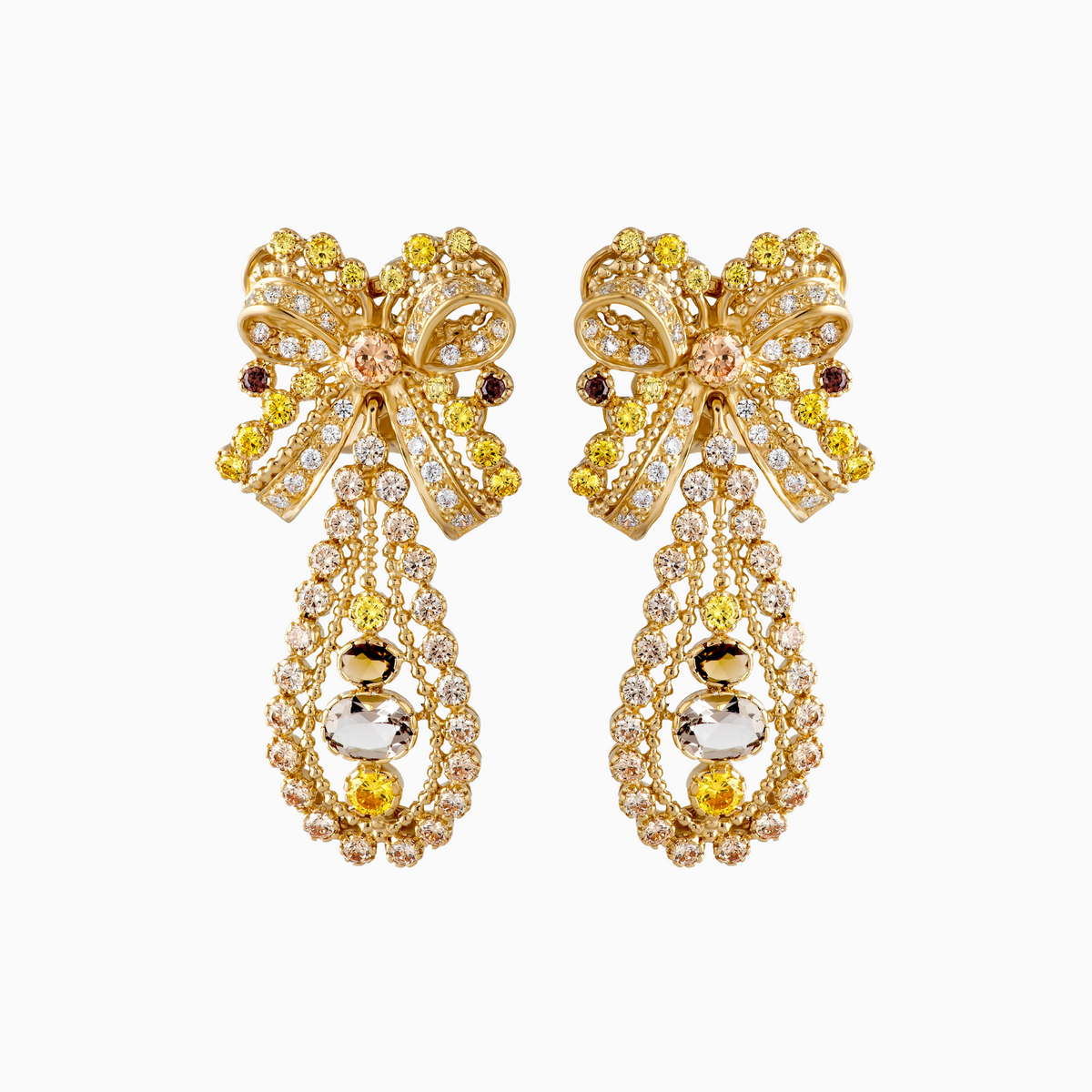 Yellow Sapphire & Moissanite In 18K Yellow Gold Earrings for Women (EAR0320)