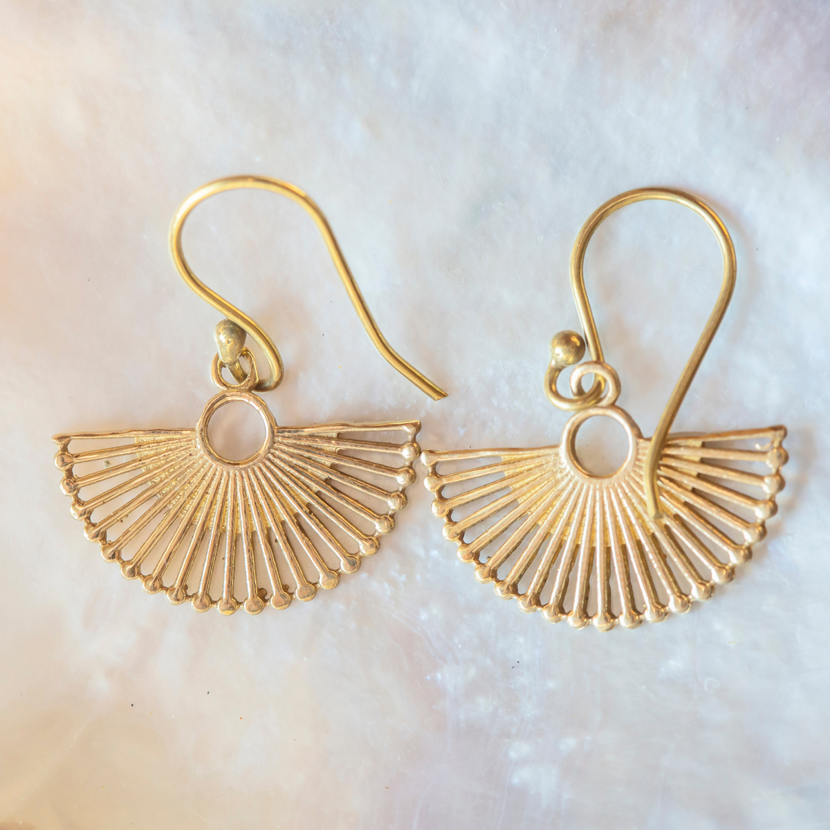 18K Yellow Gold Earrings for Womens with Half Round Cut Shape (EAR0340)