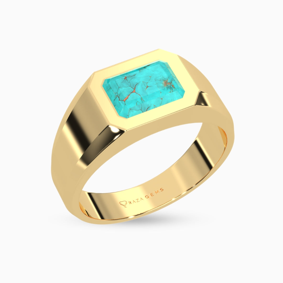 Turquoise (Feroza) Rings Fadia Yellow Gold