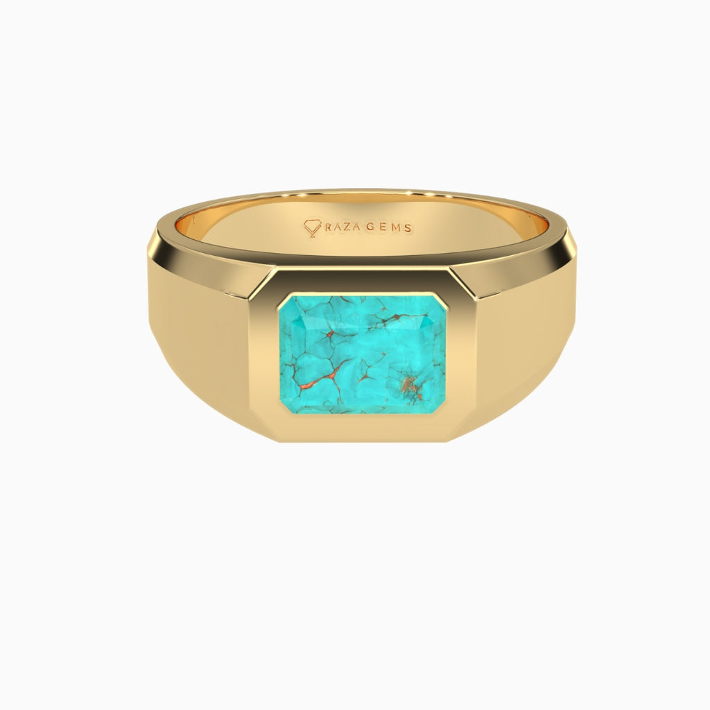 Turquoise (Feroza) Rings Fadia Yellow Gold