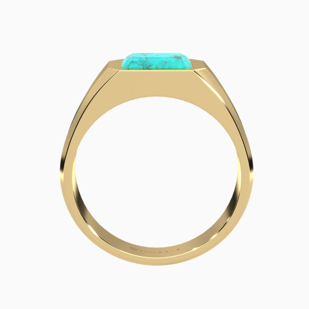 Turquoise (Feroza) Rings Fadia Yellow Gold