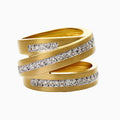 Snake Shape 18K Yellow Gold Ring with Moissanite Stone Round Handcrafted Circled