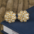 Natural Mother Of Pearl With Moissanite Diamond In 18K Yellow Gold Earrings (EAR0370)