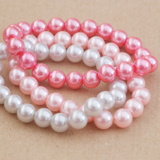 Pink and White Beads Bracelet for Women (BRA0186)