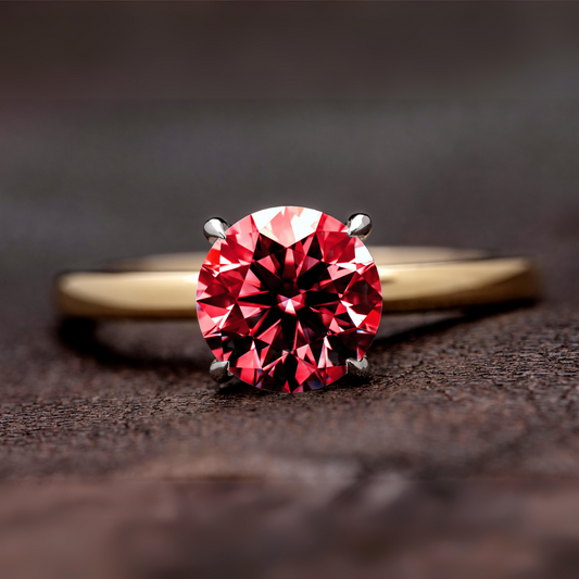 18K Yellow Gold Ruby Ring for Wedding and Engagement