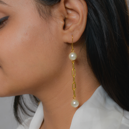Fresh Water Pearl In 18K Yellow Gold Earrings for Women (EAR0400)