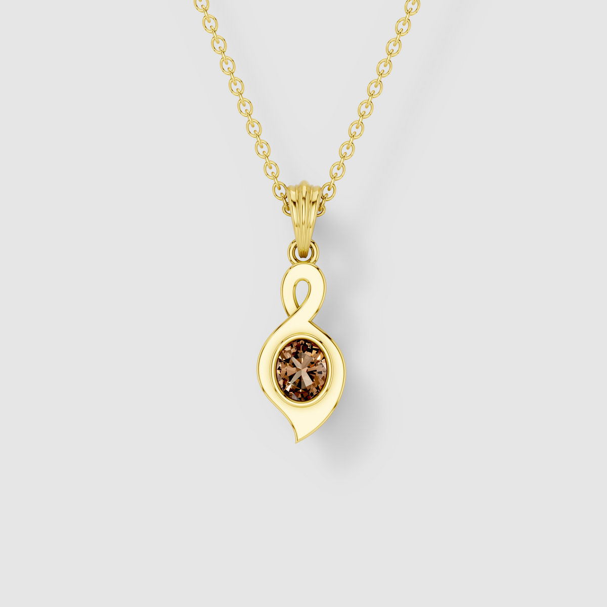 Karen - 18K Gold Smoky Topaz Infinity Twist Solitaire Pendant (Pendant Only)"