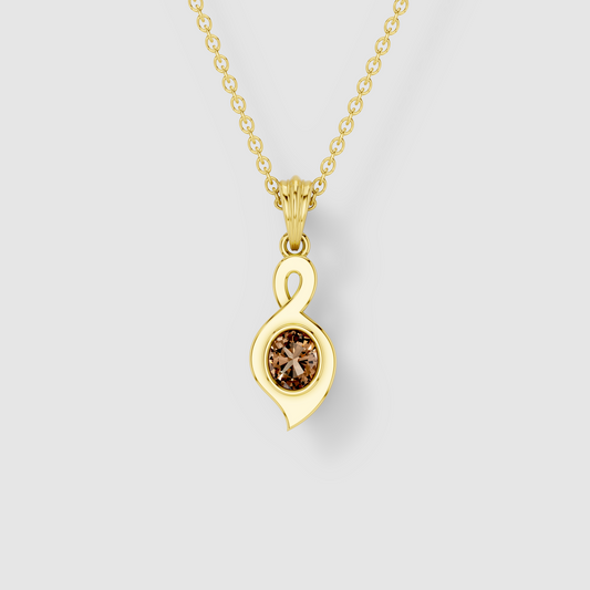 Karen - 18K Gold Smoky Topaz Infinity Twist Solitaire Pendant (Pendant Only)"