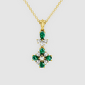 Regal Maya – Vintage-Inspired Emerald & Moissanite Cluster Drop Pendant in 18KT Gold