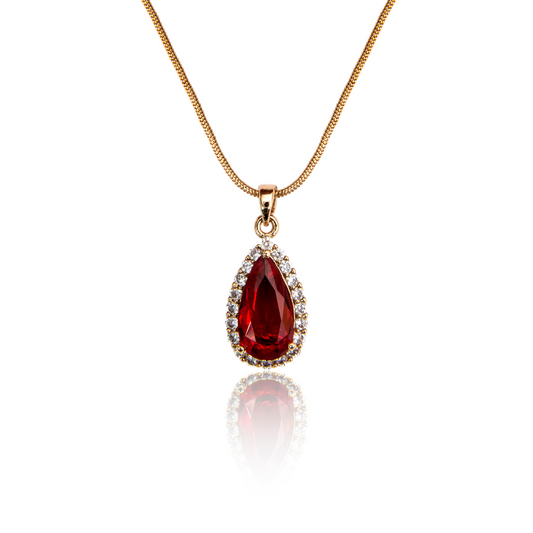 Natural Ruby Gemstone with 18K Gold Necklace for Ladies (NECK1018)