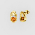 Elizabeth - Solid 18K Gold Round Citrine Swirl Statement Earrings"