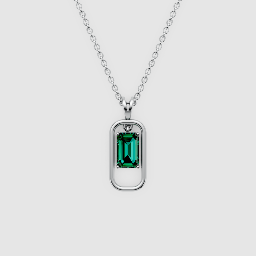 Clara – Emerald Cut Solitaire Geometric Pendant in 18KT Gold