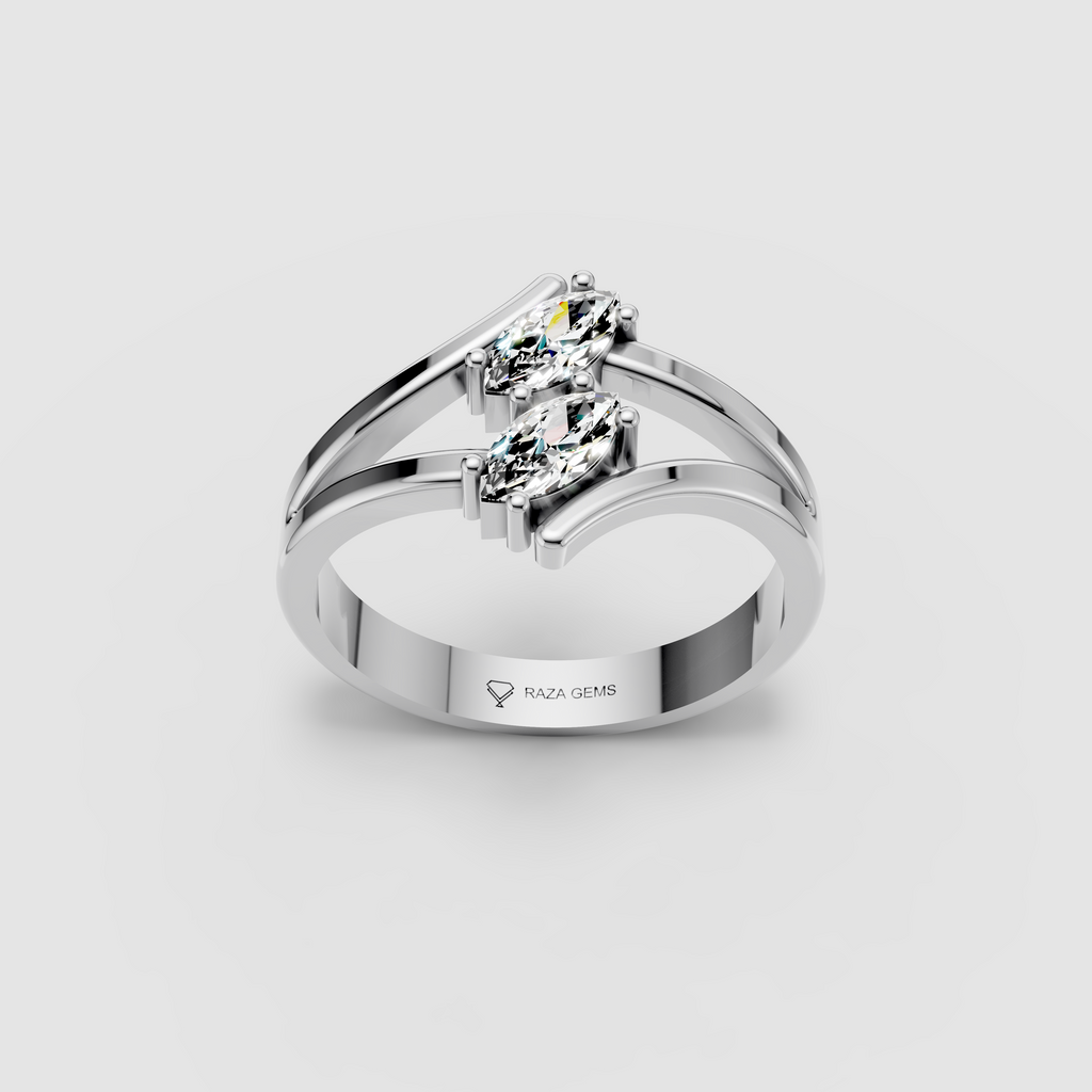 Elodie – 18K Gold Twin Marquise Cut Moissanite Split-Band Ring