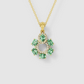 Donna - Solid 18K Gold Oval Peridot Floral Cluster & Moissanite Circle