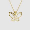 Freya – Openwork Butterfly Pendant with Pave Moissanite Ribbon in 18KT Gold