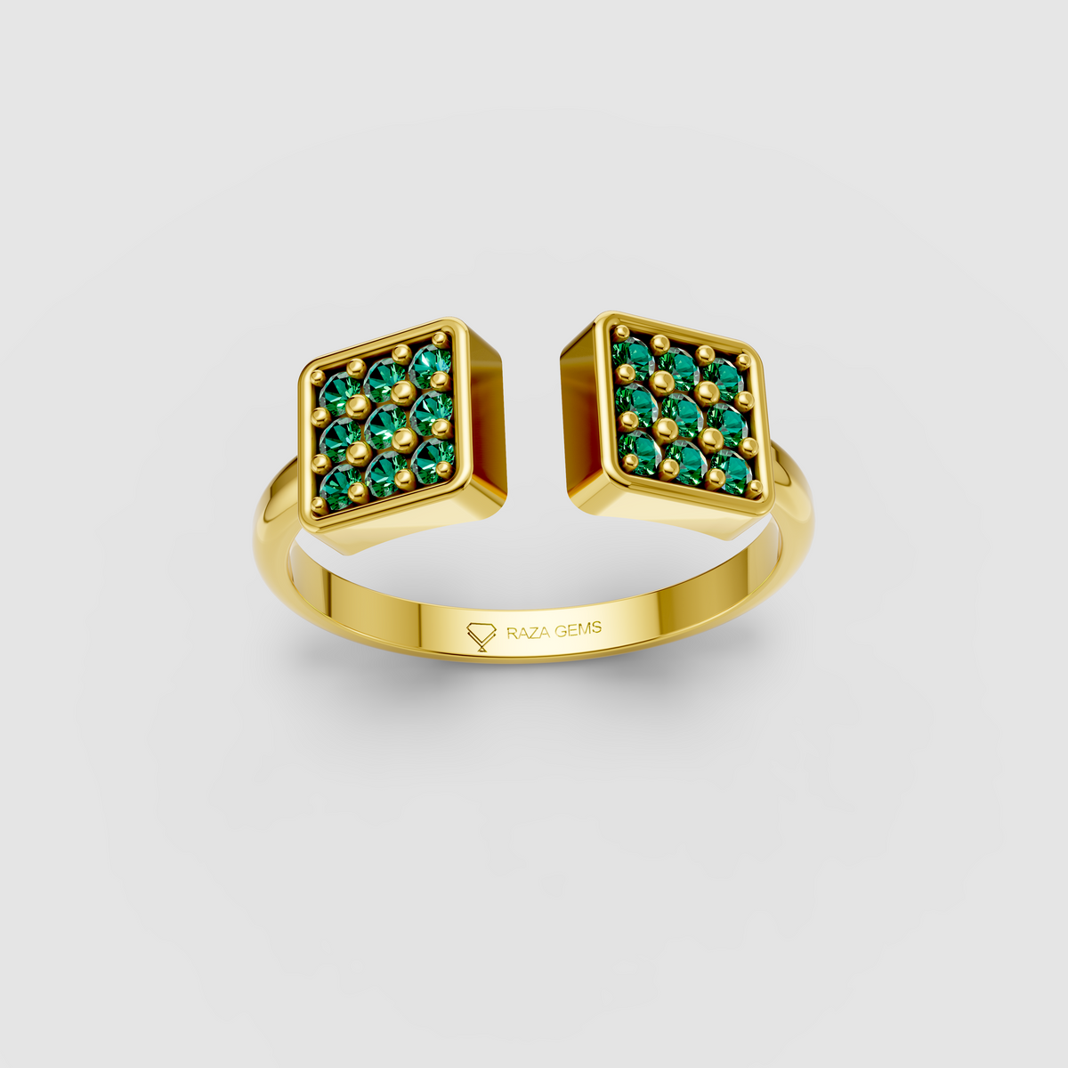 Delilah - Modern Open-Front Emerald Cluster Statement Ring in 18K Gold