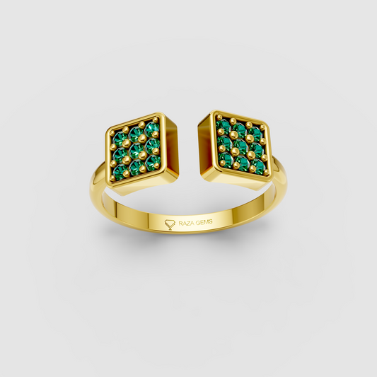 Delilah - Modern Open-Front Emerald Cluster Statement Ring in 18K Gold