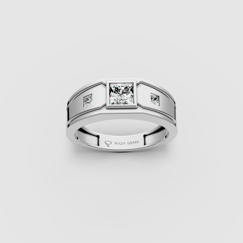 Luna – 18K Gold Trio Princess Cut Moissanite Architectural Ring
