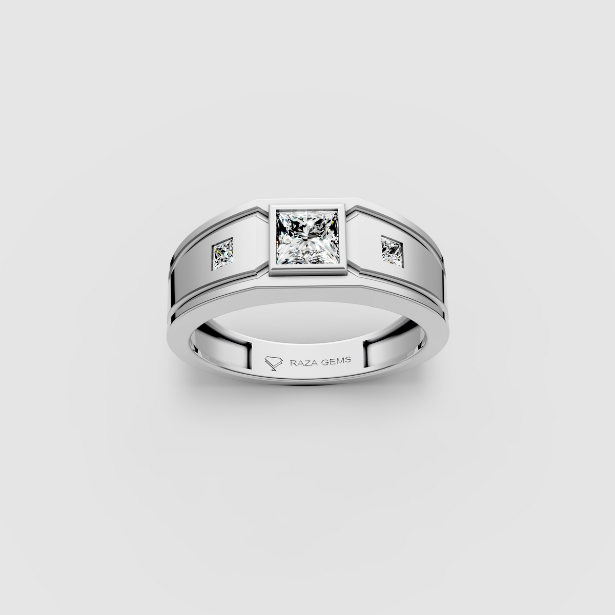 Luna – 18K Gold Trio Princess Cut Moissanite Architectural Ring