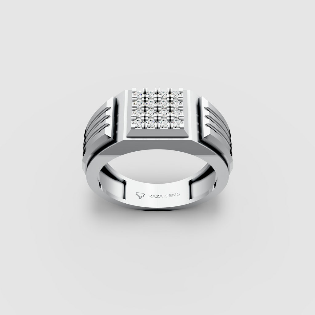 Iris – 18K Solid Gold Pave Moissanite Square Signet Ring