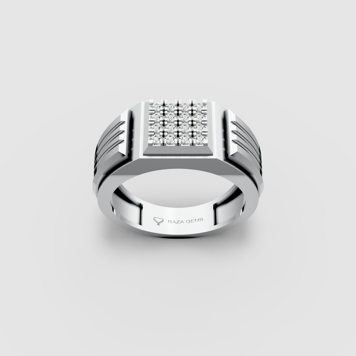 Iris – 18K Solid Gold Pave Moissanite Square Signet Ring