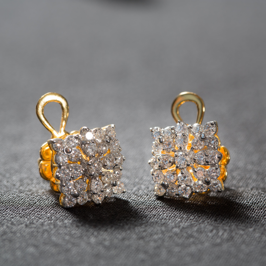 Moissanite Diamond In 18K Yellow Gold Earrings for Women (EAR0229)