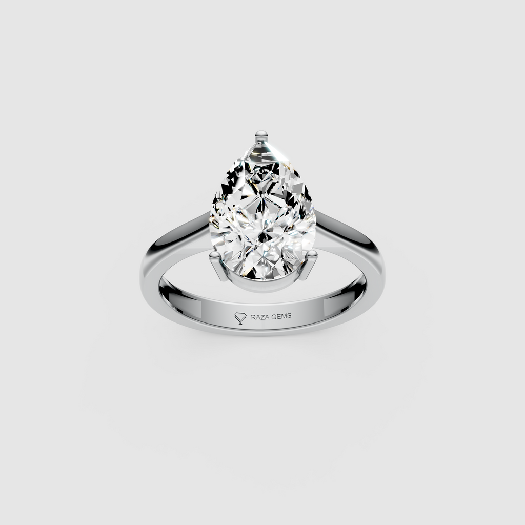 Essence – 18K Solid Gold Pear Moissanite Minimalist Statement Ring