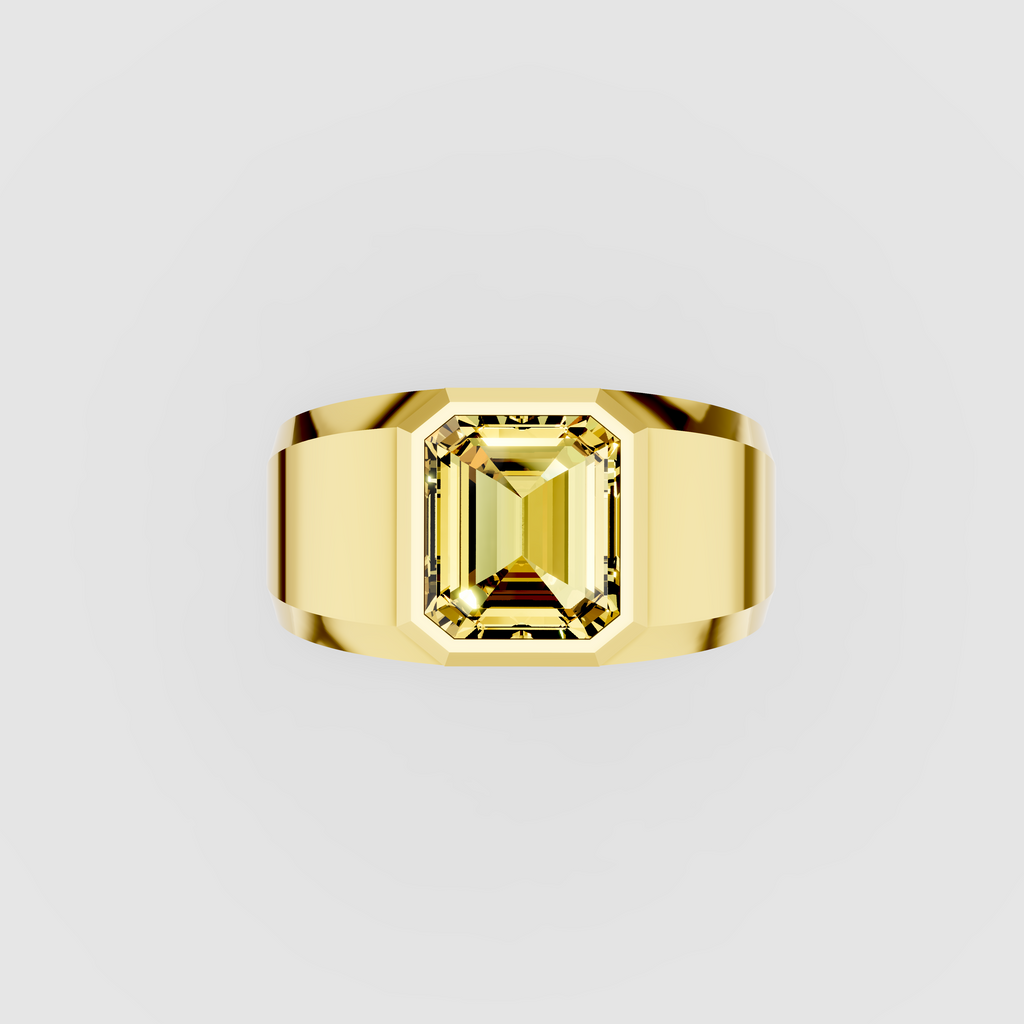 Evelyn - Solid 18K Gold Radiant Emerald-Cut Yellow Sapphire Ring