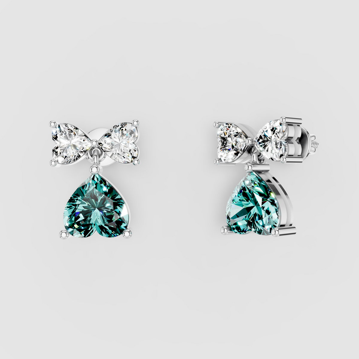 Sharon - 18K Gold Aquamarine & Sparkling Moissanite Drop Earrings"