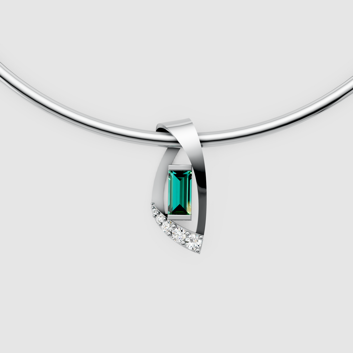 Isabella – Modern Contemporary Emerald & Moissanite Statement Pendant (18K Gold)