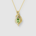 Cynthia - Solid 18K Gold Pear-Cut Peridot & Moissanite Ribbon Drop Pendant"
