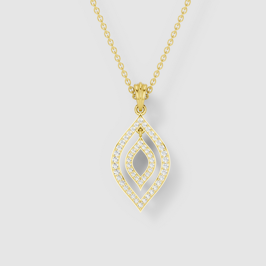 Sharon - Solid 18K Gold Openwork Dual-Frame Moissanite Statement Pendant"