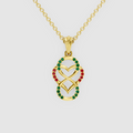 Lily – Emerald & Ruby Figure-Eight Openwork Heart Pendant in 18KT Gold