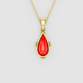 Marina – Teardrop Red Coral Bezel Drop Pendant in 18KT Gold