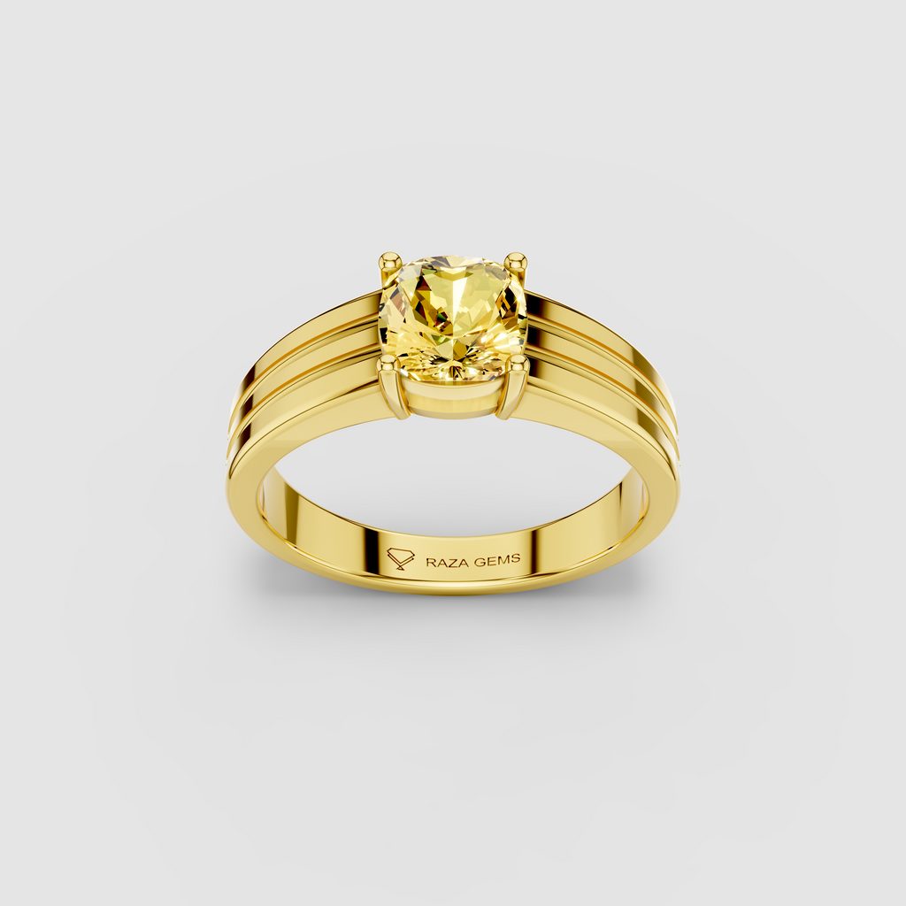 Juliana - 18K Gold Cushion Yellow Sapphire Signet Ring