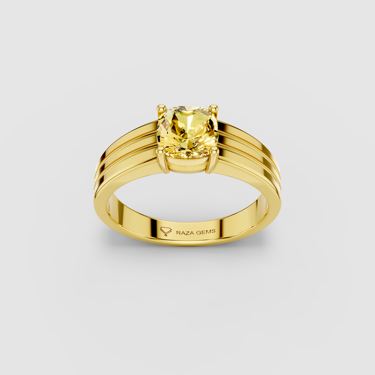 Juliana - 18K Gold Cushion Yellow Sapphire Signet Ring
