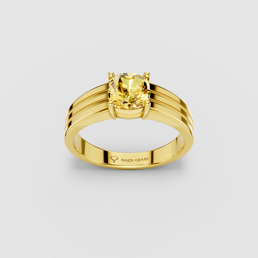 Juliana - 18K Gold Cushion Yellow Sapphire Signet Ring