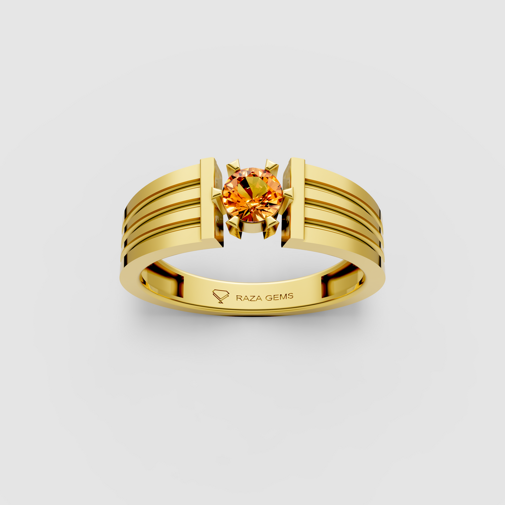 Maryam – 18K Solid Gold Orange Spinel Modern Four-Prong Band
