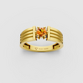 Maryam – 18K Solid Gold Orange Spinel Modern Four-Prong Band