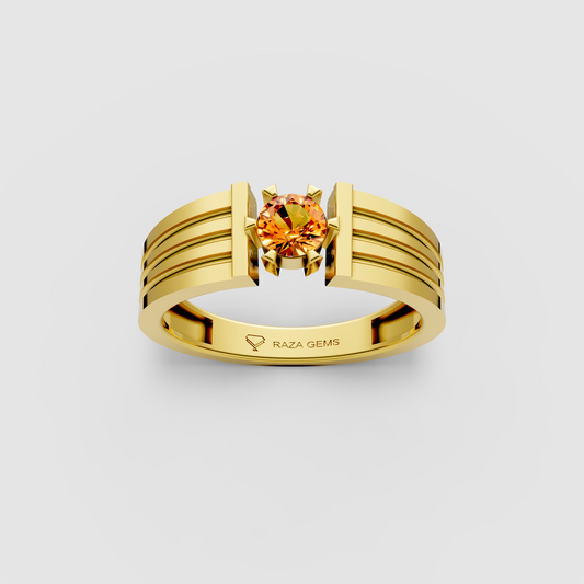 Maryam – 18K Solid Gold Orange Spinel Modern Four-Prong Band