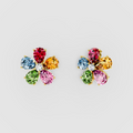 Emily - Solid 18K Gold Multi-Color Gemstone Blossom Stud Earrings