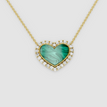 Lisa - 18K Gold Heart Malachite Pendant with Moissanite Halo (Pendant Only)"